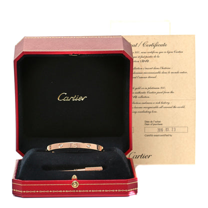 Cartier 18K Pink Gold 4 Diamond LOVE Bracelet 16 6 of 6
