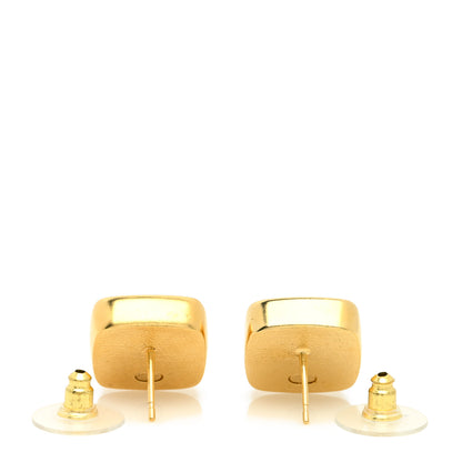 Chanel Metal Strass CC Earrings Green Gold 3 of 4