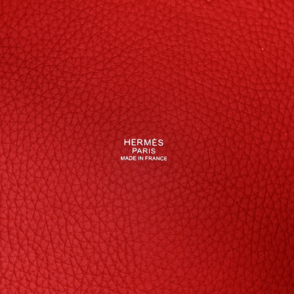 Hermes Taurillon Clemence Picotin Lock 26 GM Rouge Casaque 6 of 10