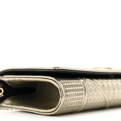 Christian Dior Metallic Patent Micro-Cannage Diorama Croisiere Chain Wallet Champagne 10 of 16