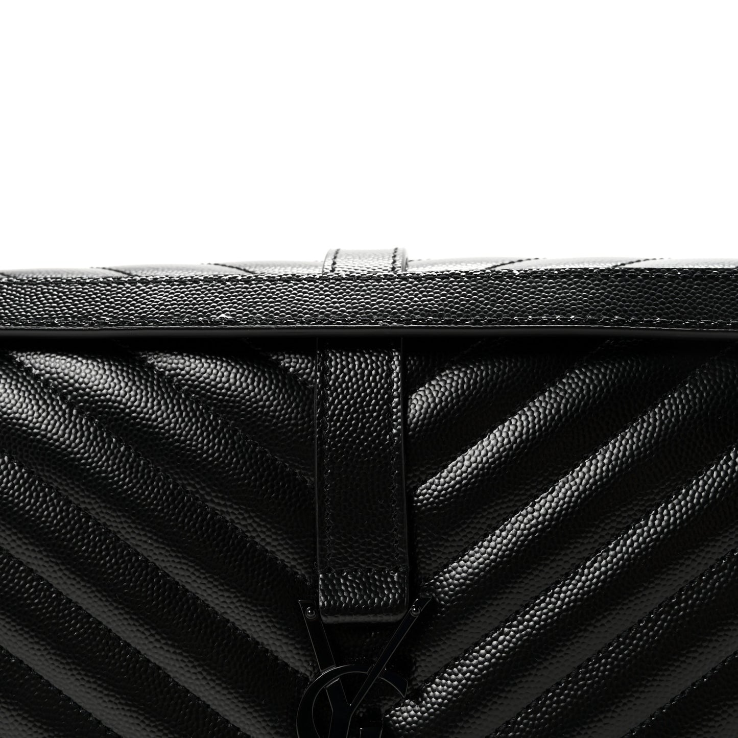 Grain De Poudre Textured Mixed Matelasse Large Triquilt Monogram Monochrome Satchel Black
