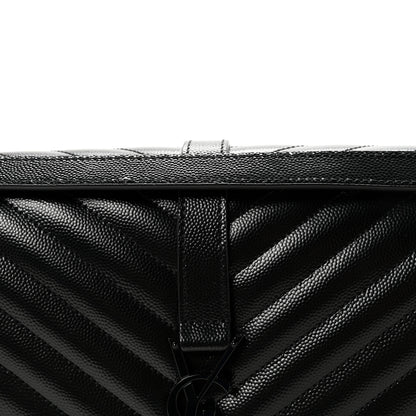 Saint Laurent Grain De Poudre Textured Mixed Matelasse Large Triquilt Monogram Monochrome Satchel Black 7 of 9