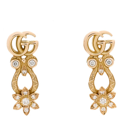 Gucci 18K Yellow Gold Diamond Flora Pave Earrings 1 of 5