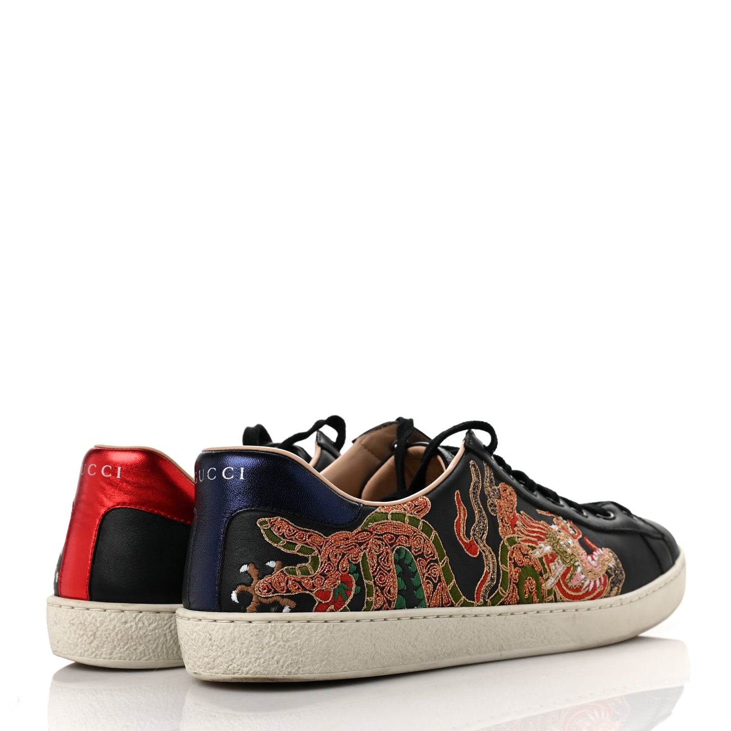 Nappa Dragon Embroidered Mens New Ace Sneakers 9.5 Black