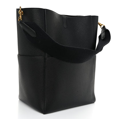 Celine Soft Grained Calfskin Sangle Bucket Bag Black 3 of 10
