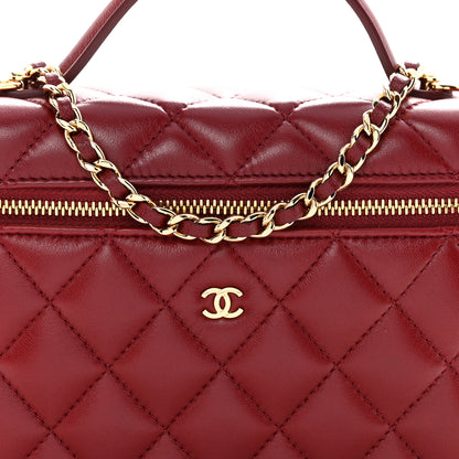 Chanel Lambskin Quilted Top Handle Slim Vanity With Chain Burgundy 8 of 11