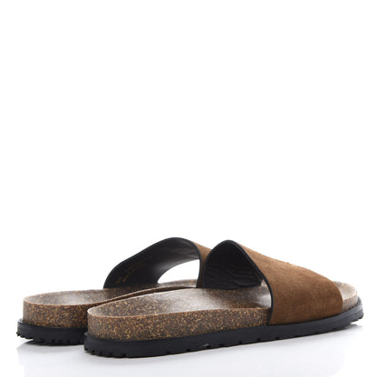 Saint Laurent Suede Joan Slide Sandals 37 Brown 4 of 10