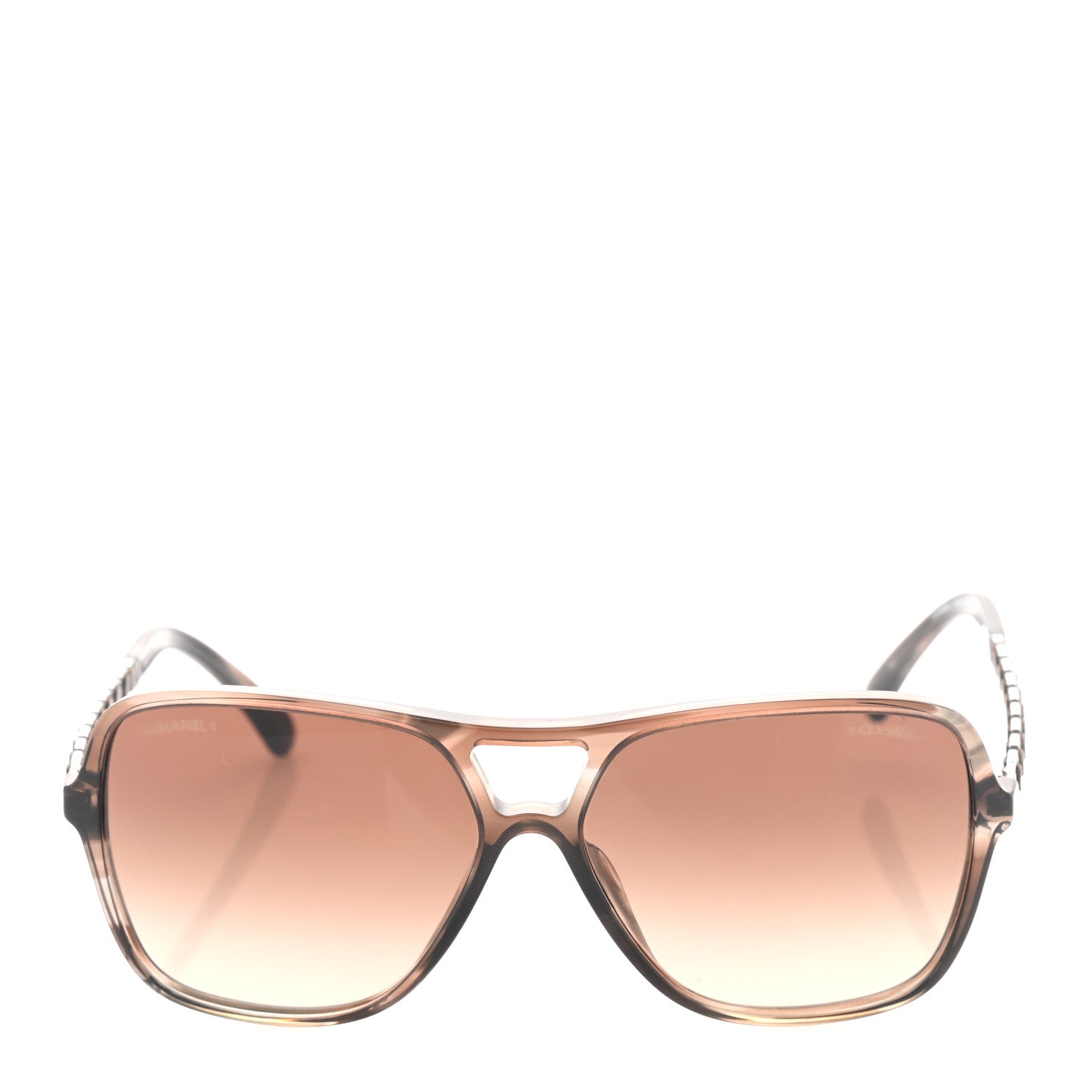 Chanel Metal Calfskin Polarized CC Chain Pilot Sunglasses 5439-Q-A Brown 2 of 8