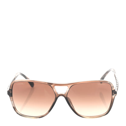 Chanel Metal Calfskin Polarized CC Chain Pilot Sunglasses 5439-Q-A Brown 2 of 8