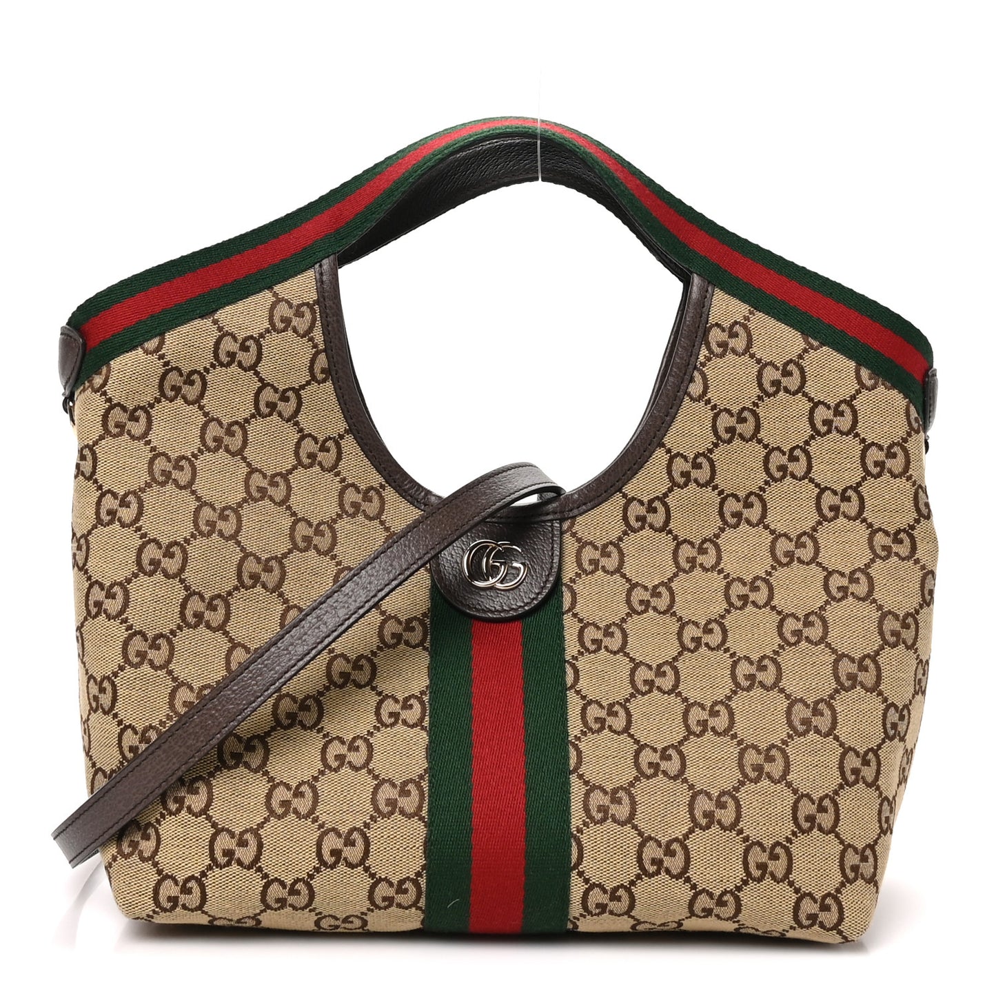 Monogram Web Small Giglio Tote Beige Dark Brown