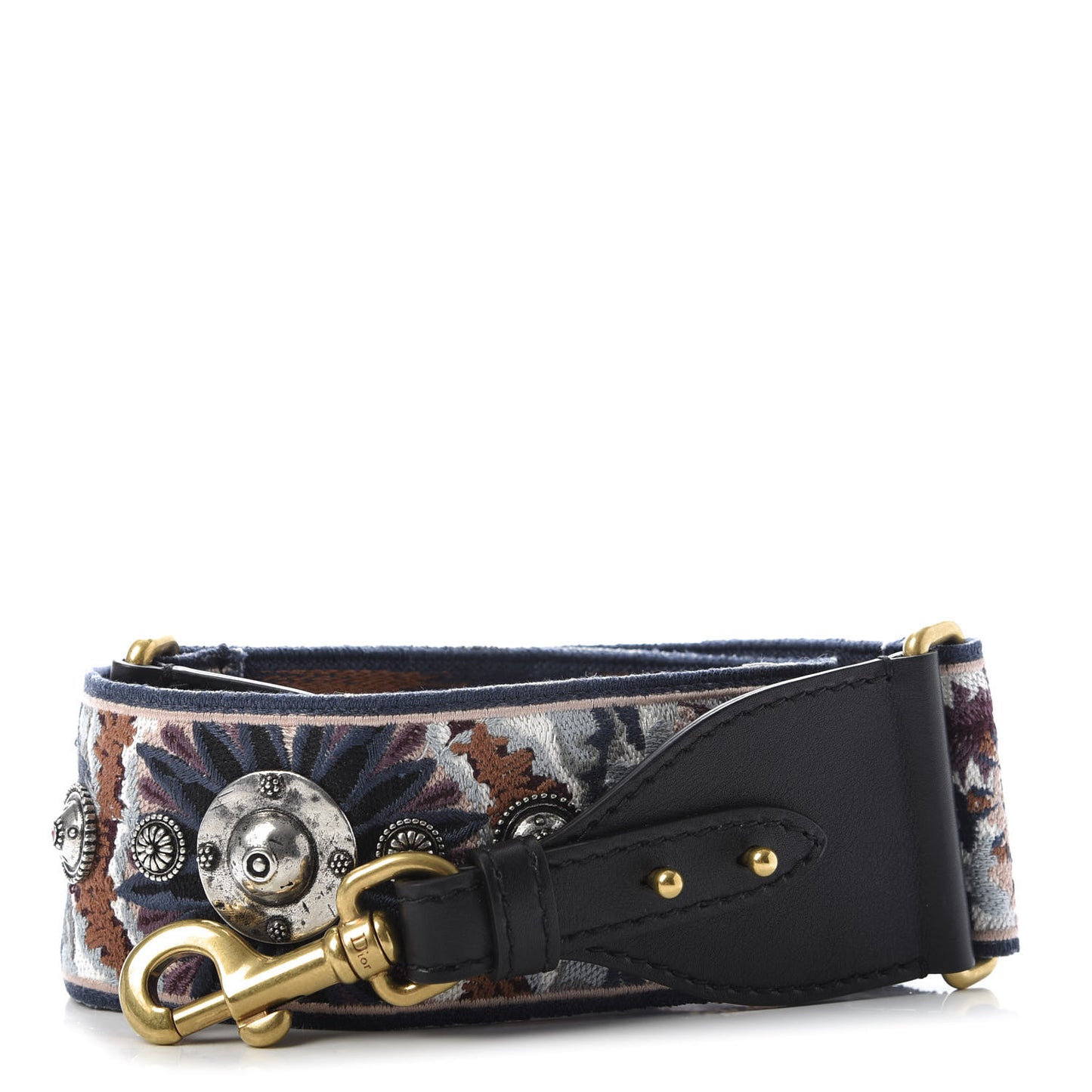 Canvas Embroidered Studded KaleiDiorscopic Shoulder Strap Multicolor