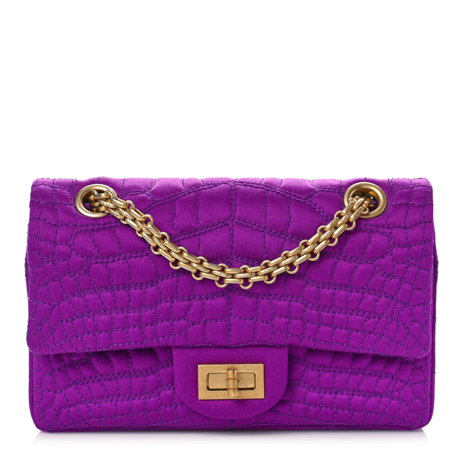 Chanel Satin Coco's Croc 2.55 Reissue 224 Flap Purple 1 of 11