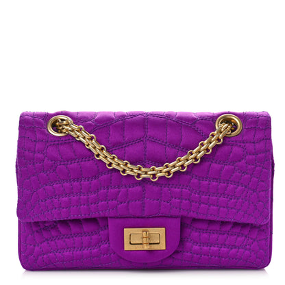 Chanel Satin Coco's Croc 2.55 Reissue 224 Flap Purple 1 of 11