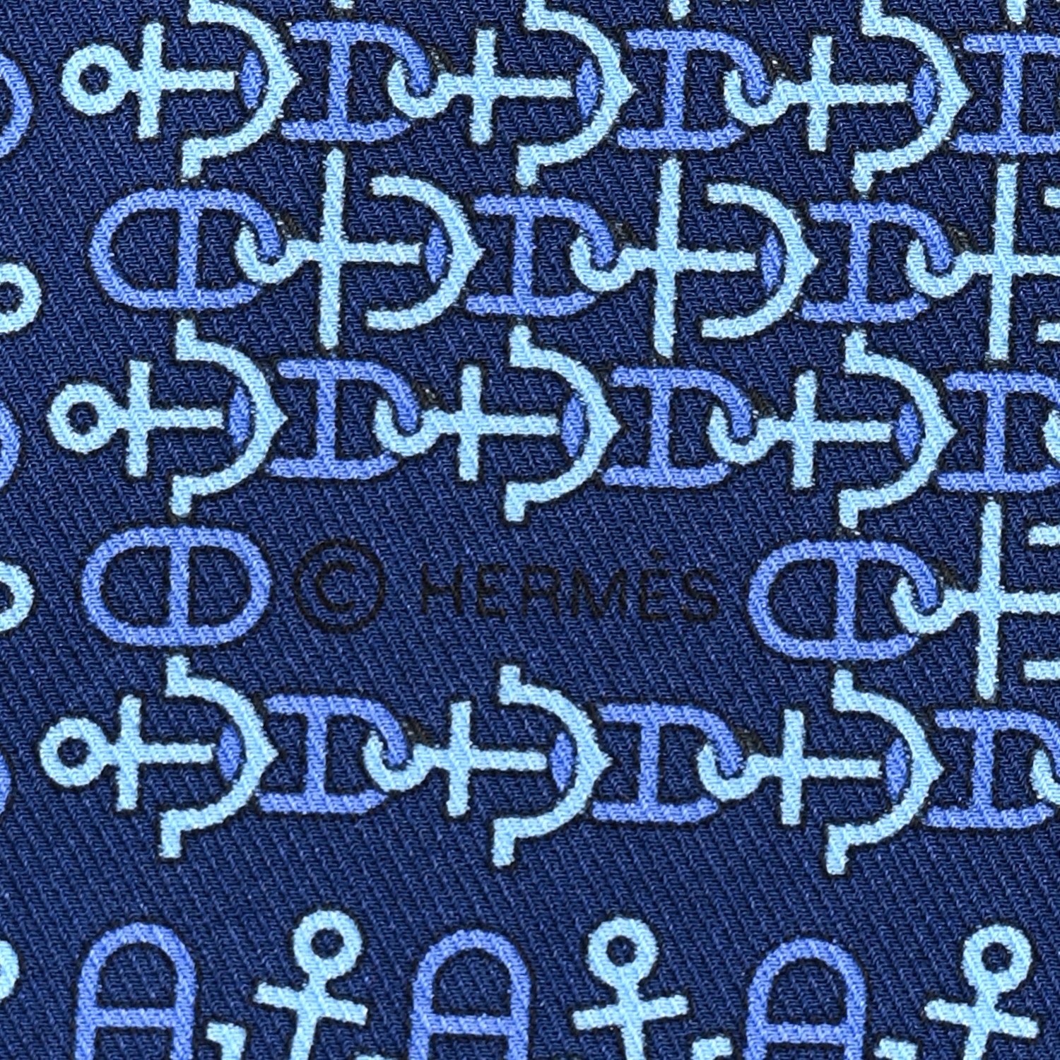 Hermes Silk Mors Smile Pocket Square Scarf Marine Bleu Moyen Ciel 4 of 4
