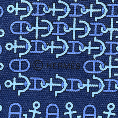 Hermes Silk Mors Smile Pocket Square Scarf Marine Bleu Moyen Ciel 4 of 4