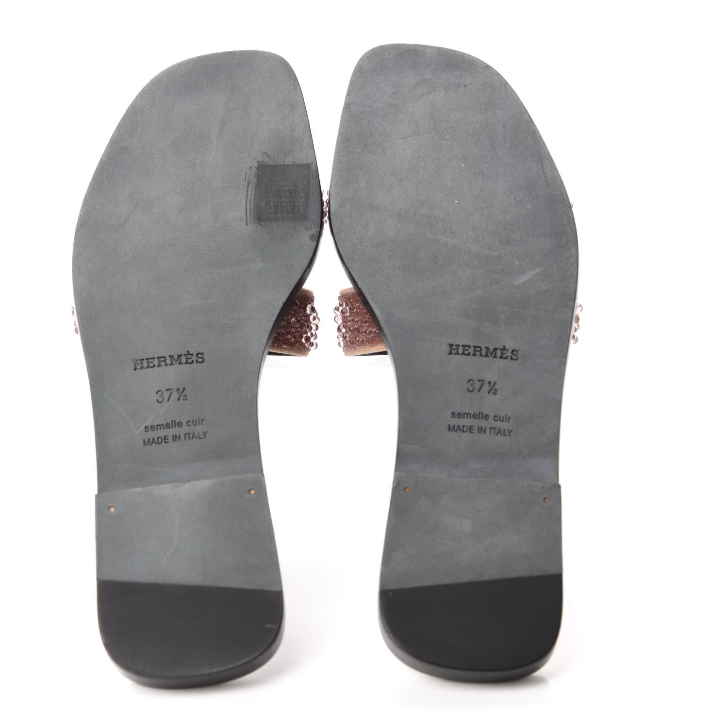 Hermes Suede Goatskin Crystal Oran Sandals 37.5 Rose Nude 6 of 12