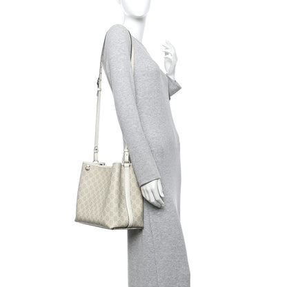 Gucci GG Supreme Monogram Medium Emblem Bucket Bag Beige Mystic White 2 of 11