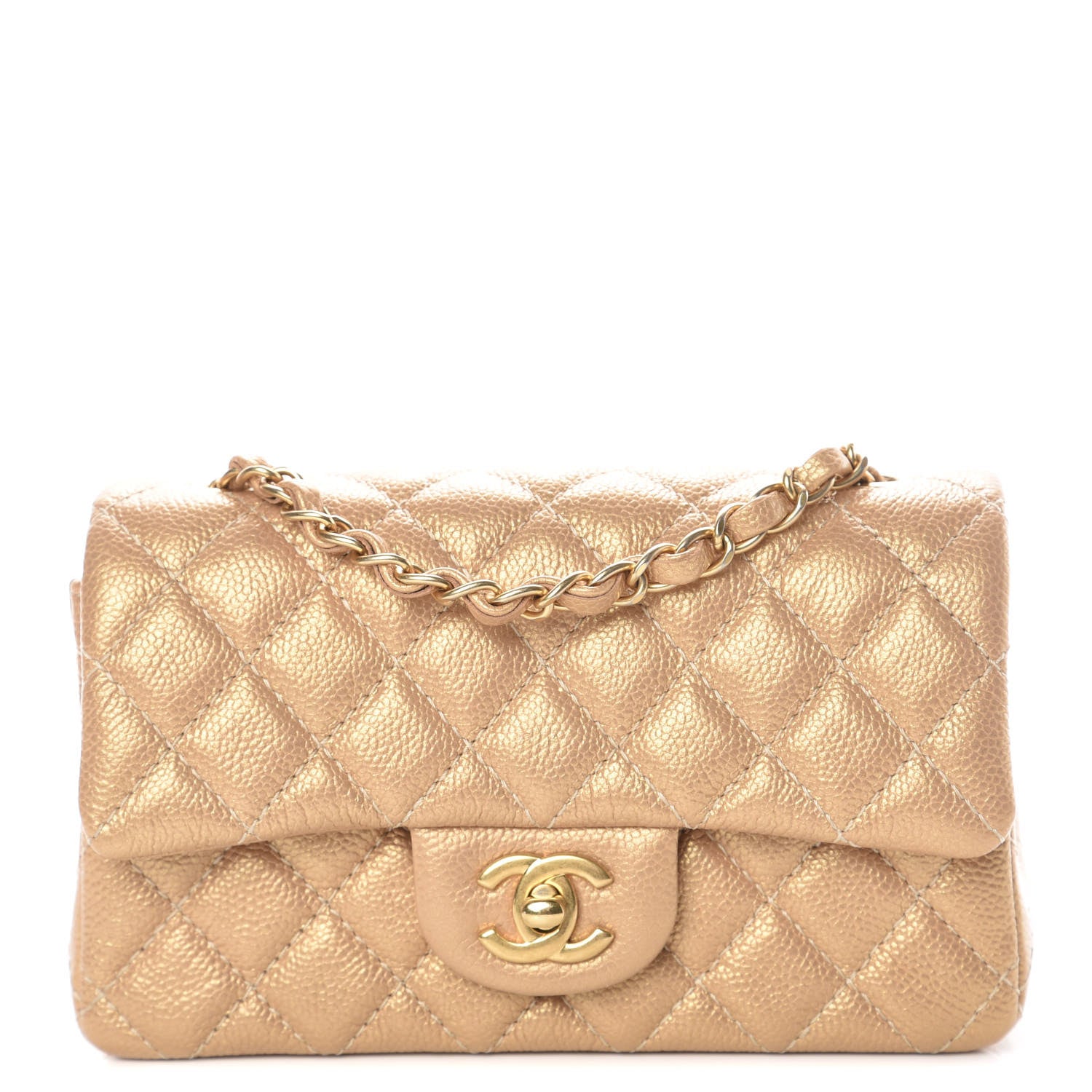 Chanel Pearly Caviar Quilted Mini Rectangular Flap Gold 1 of 10