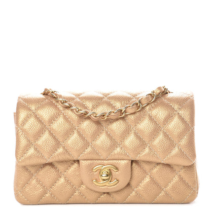Chanel Pearly Caviar Quilted Mini Rectangular Flap Gold 1 of 10