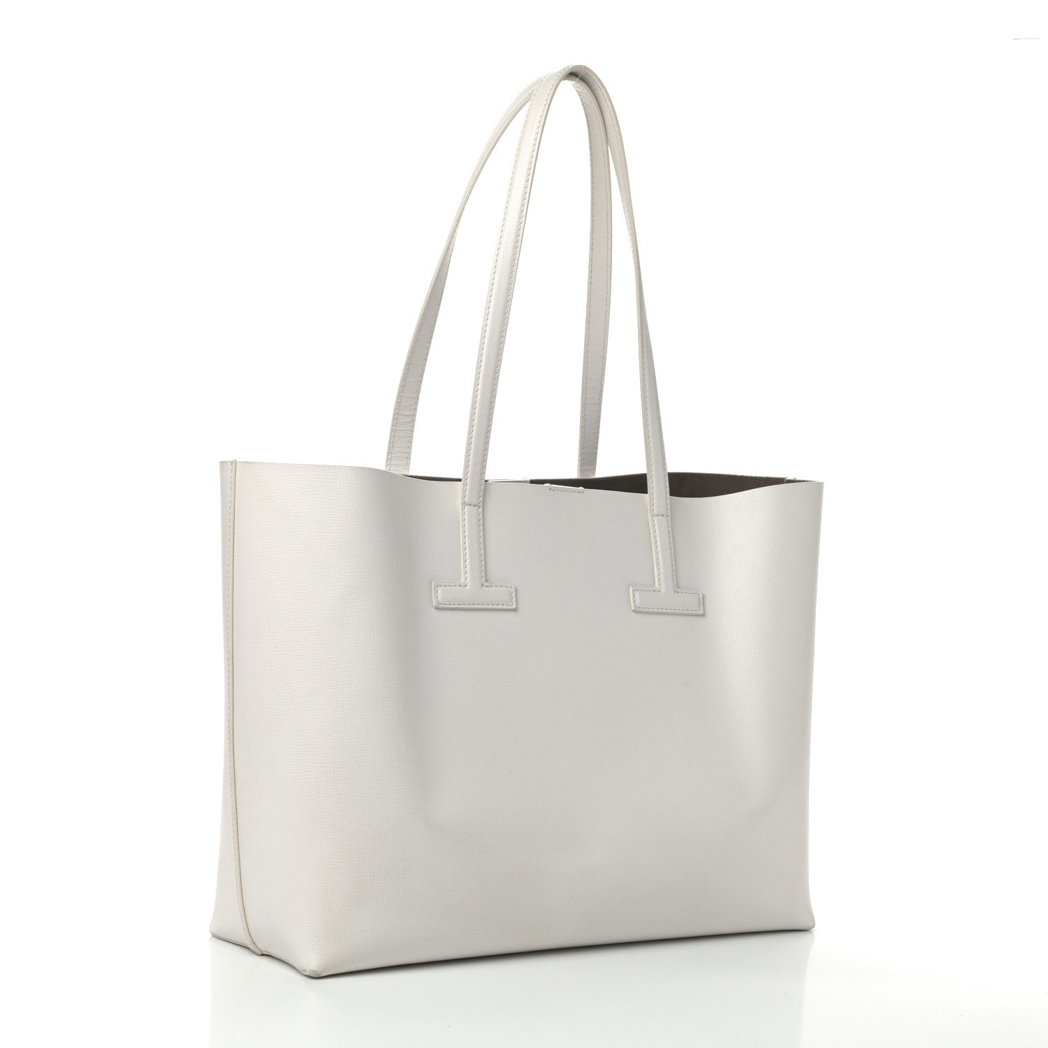 Tom Ford Grained Calfskin Small T Tote White 2 of 13