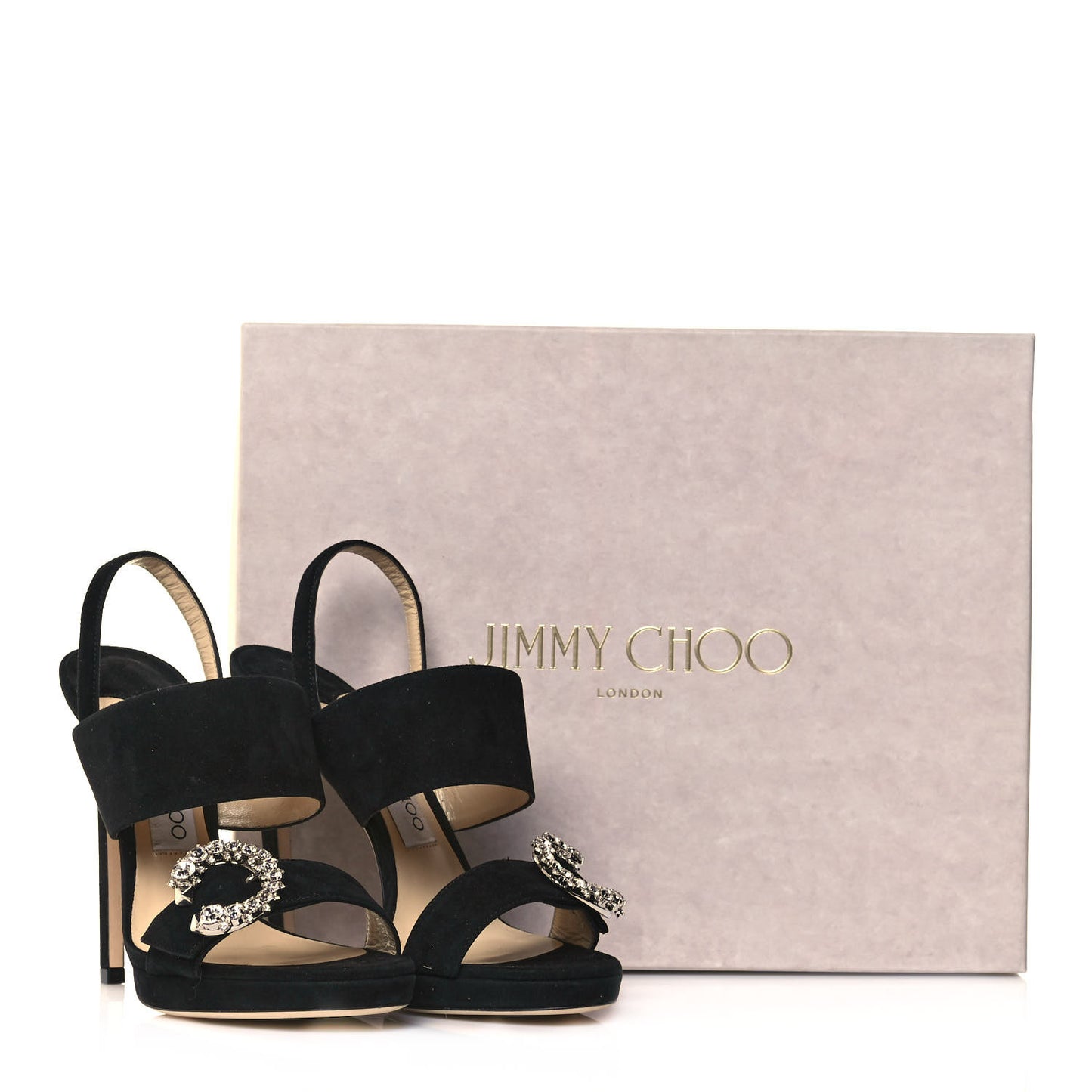 Suede Crystal Saphie 120 Sandals 36.5 Black