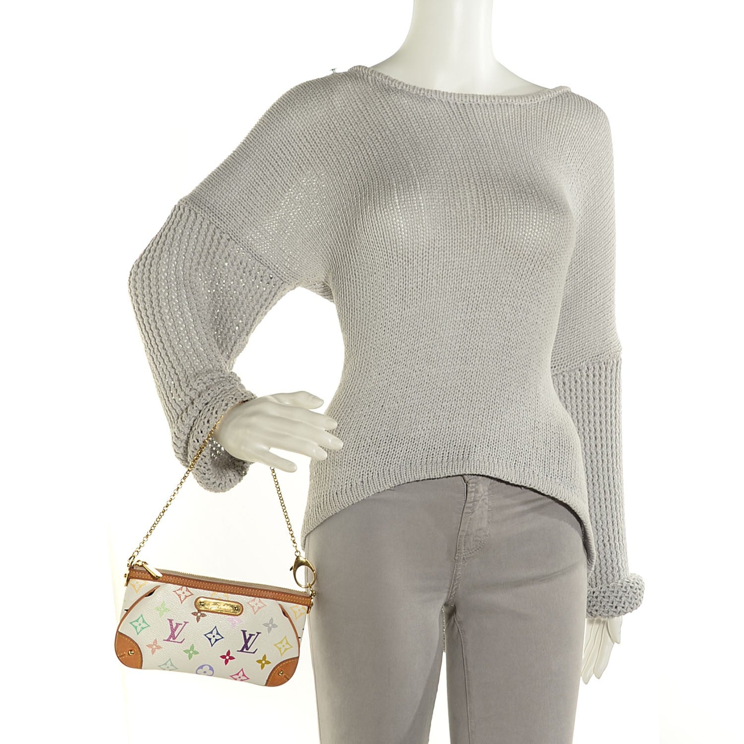 Louis Vuitton Monogram Multicolor Pochette Milla MM White 2 of 7