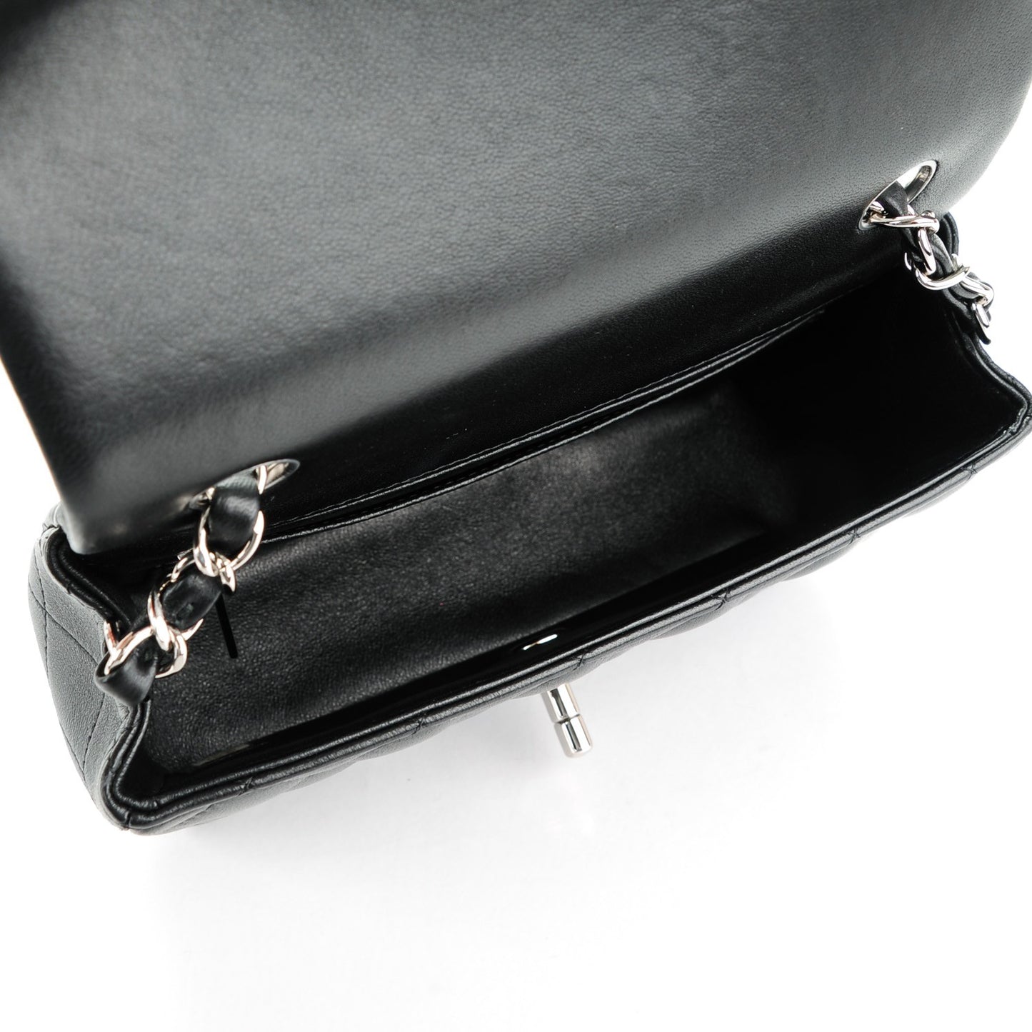 Lambskin Quilted Mini Rectangular Flap Black