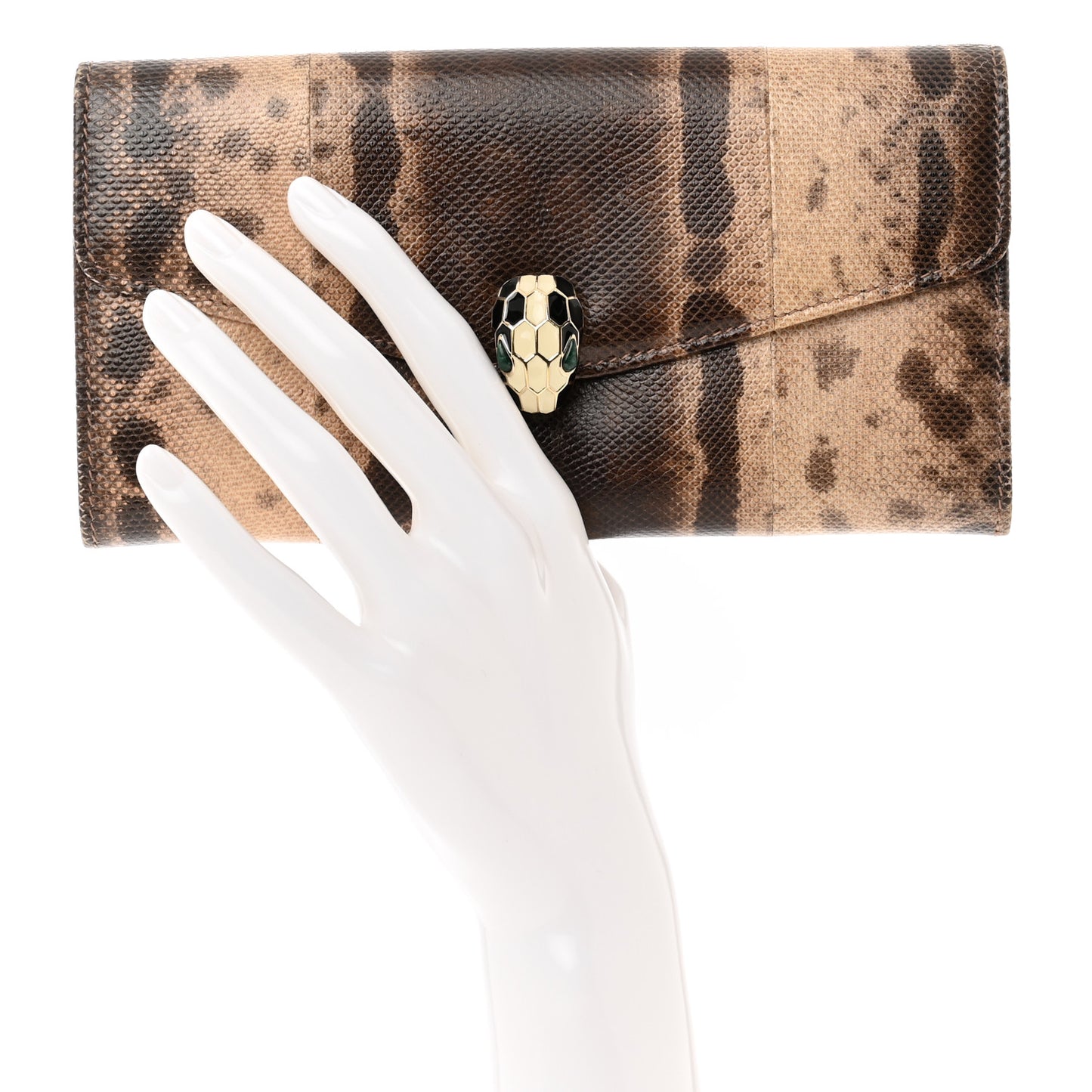 Karung Calfskin Serpenti Forever Long Wallet Brown