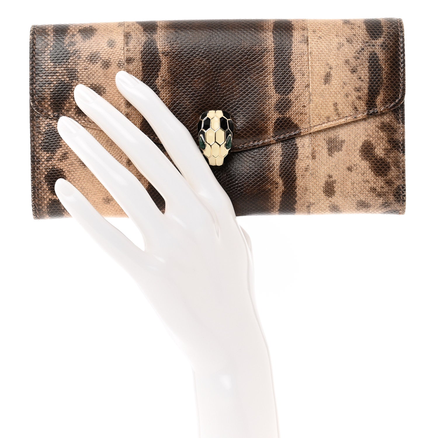 Bulgari Karung Calfskin Serpenti Forever Long Wallet Brown 2 of 8