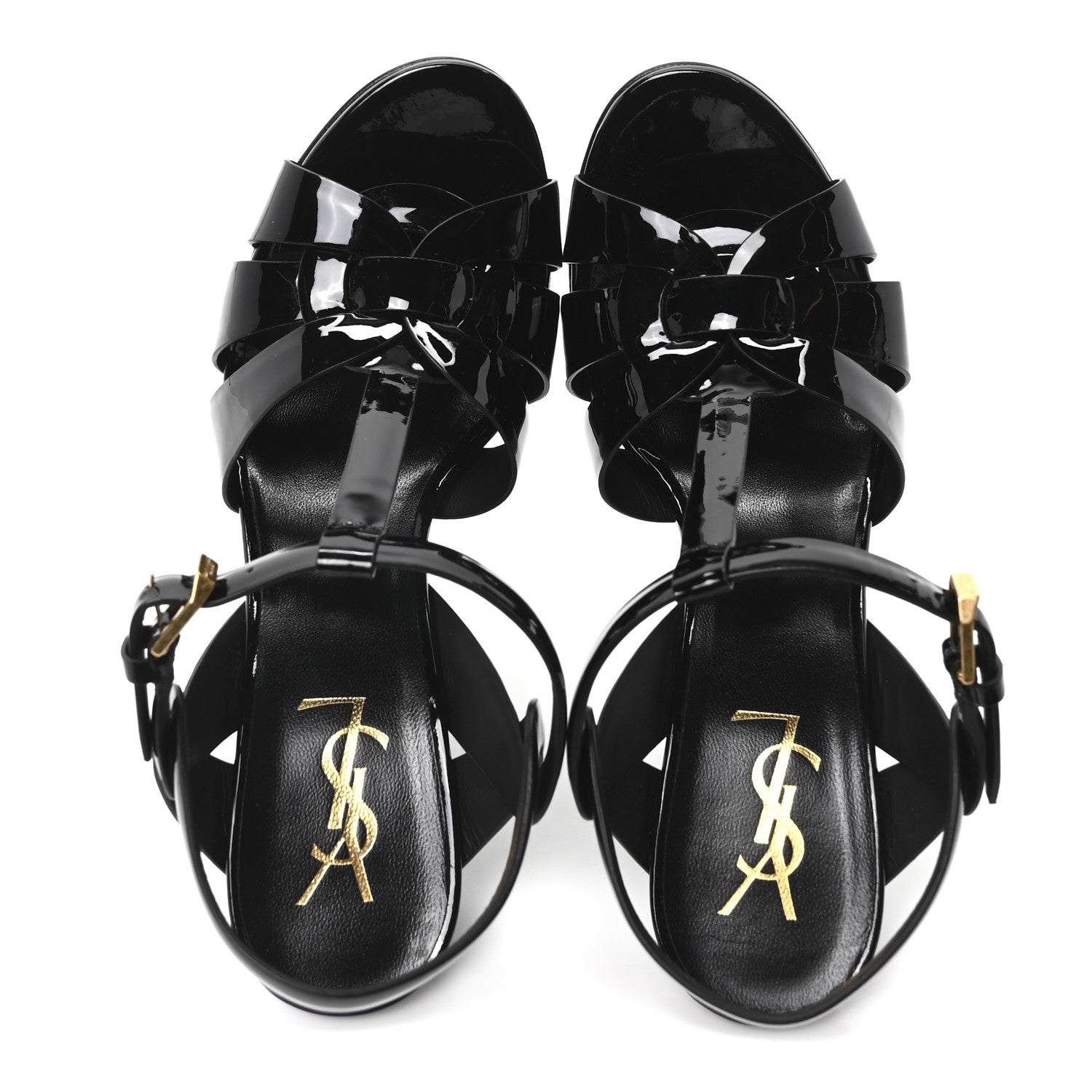 Saint Laurent Patent Tribute 105 Platform Sandals 37 Black 2 of 9