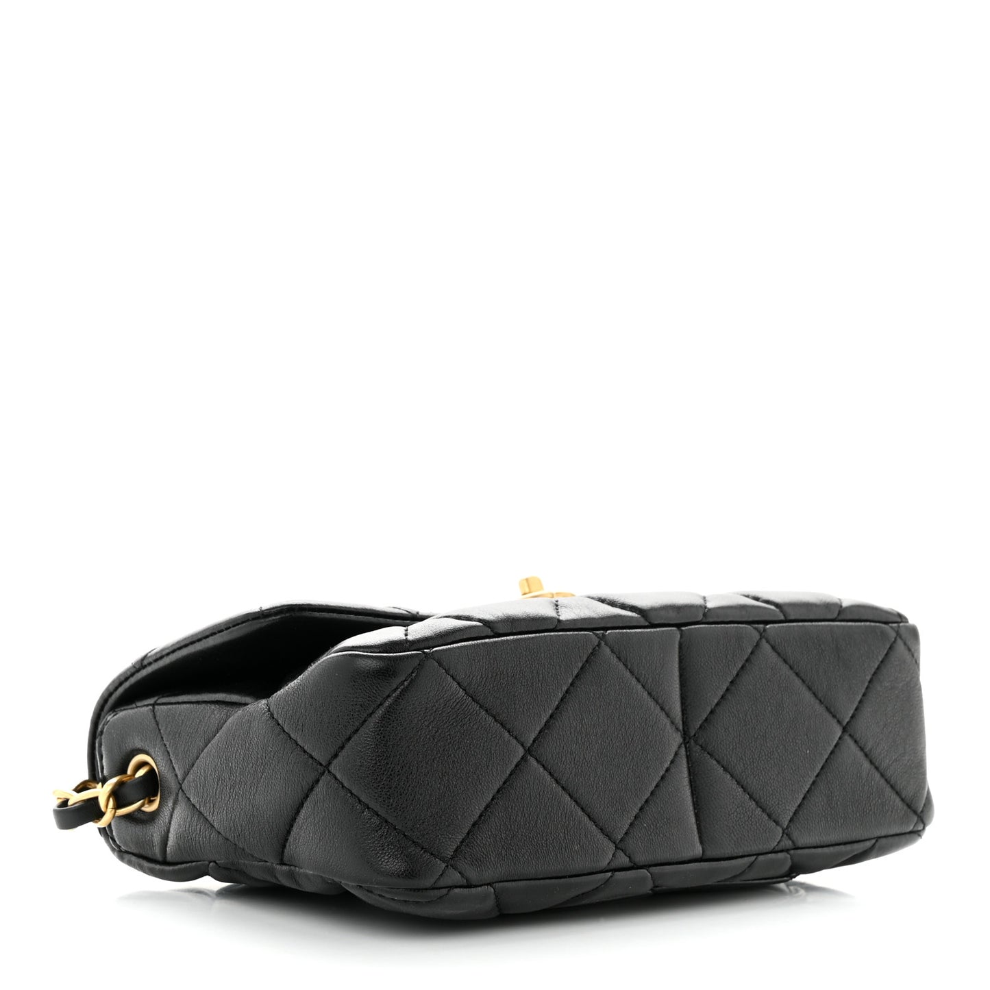 Lambskin Plexiglass Quilted Coco Love Flap Black