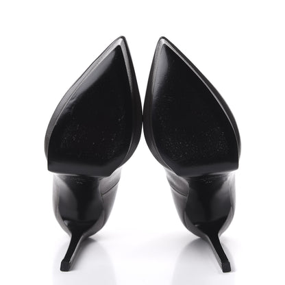 Saint Laurent Pebbled Patent Calfskin Janis Platform Pumps 36 Road Grey 5 of 9