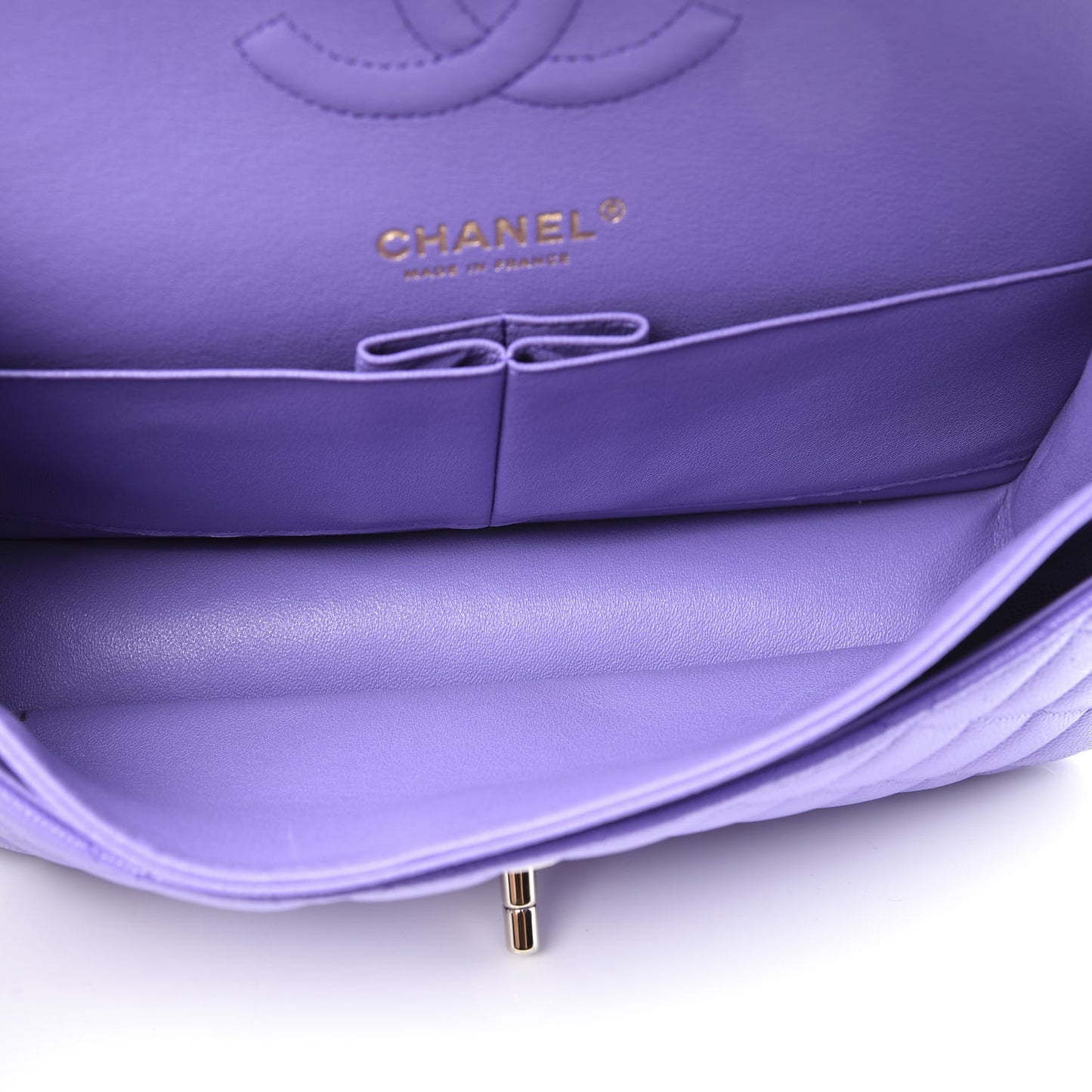 Caviar Quilted Medium Double Flap Purple