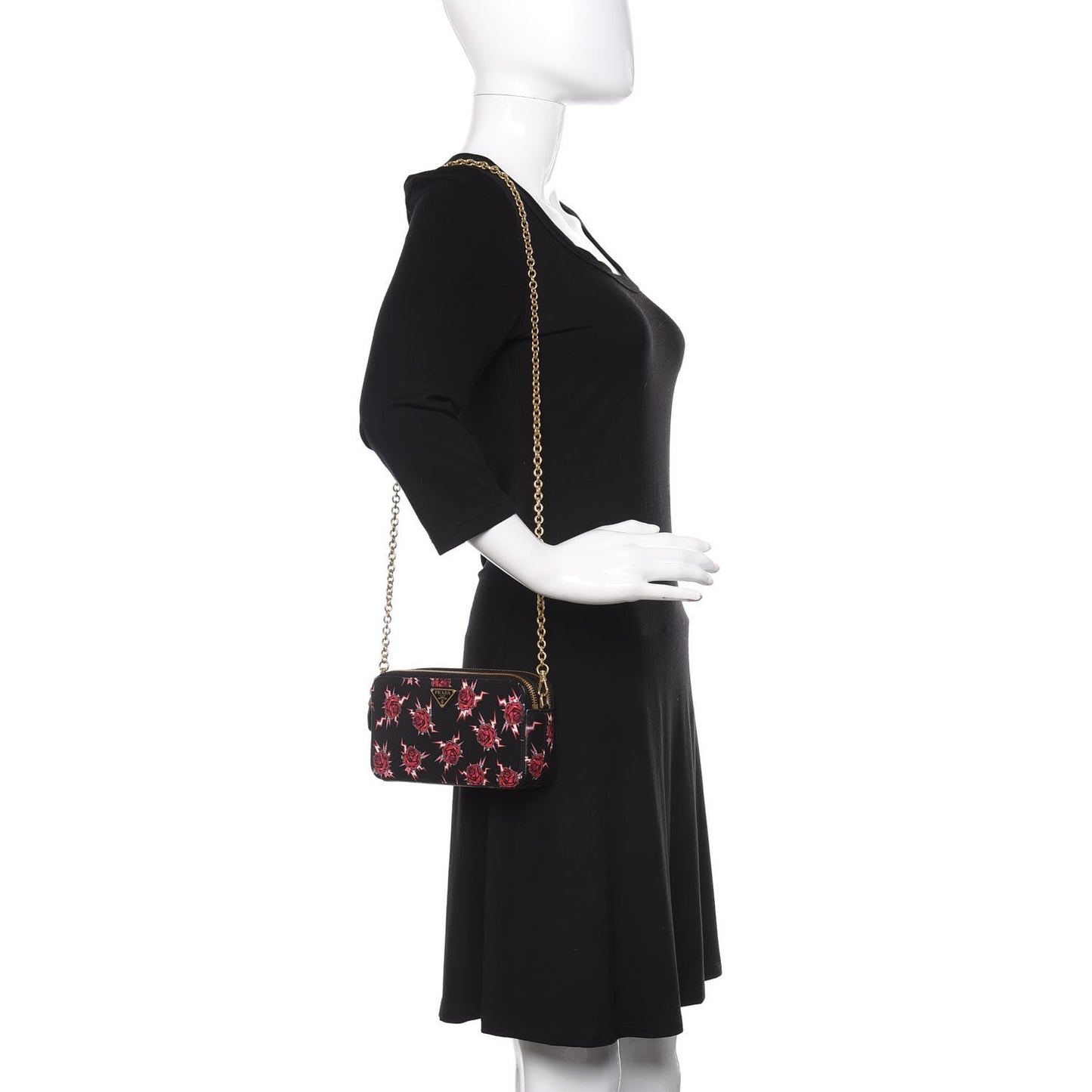 X UNIVERSAL STUDIOS Saffiano Frankenstein Rose Mini Double Zip Chain Crossbody Bag Lacca