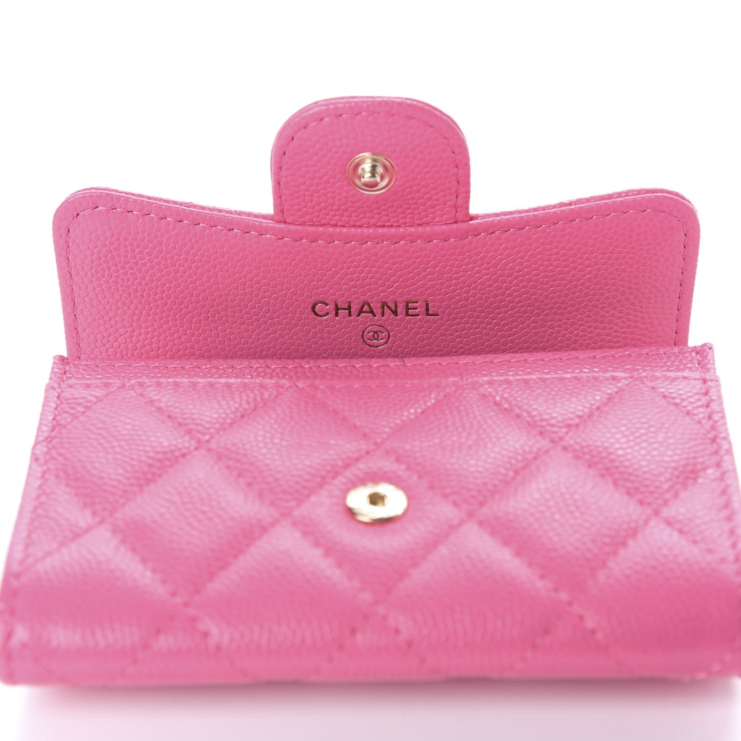 Caviar Quilted Flap Card Holder Pink