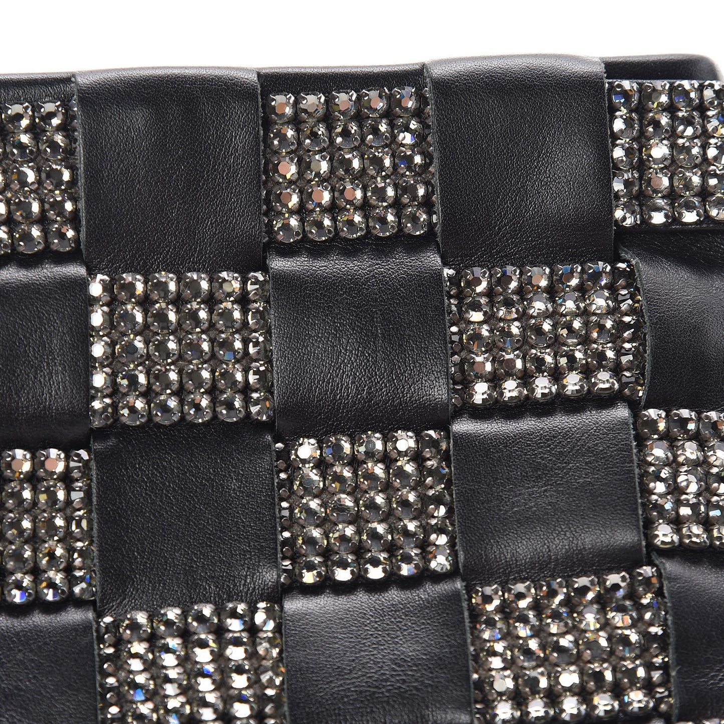 Lambskin Crystal Wristlet Black