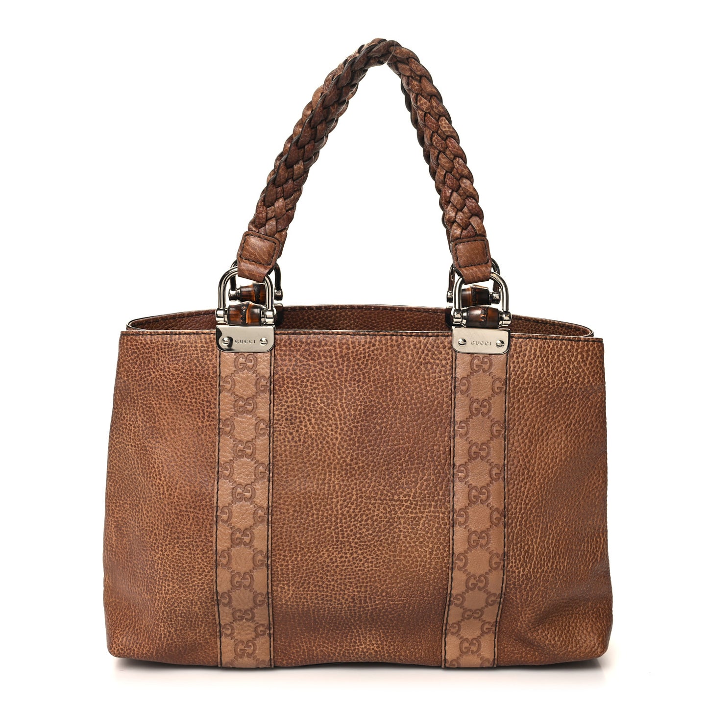 Calfskin Medium Bamboo Bar Tote Bag Brown