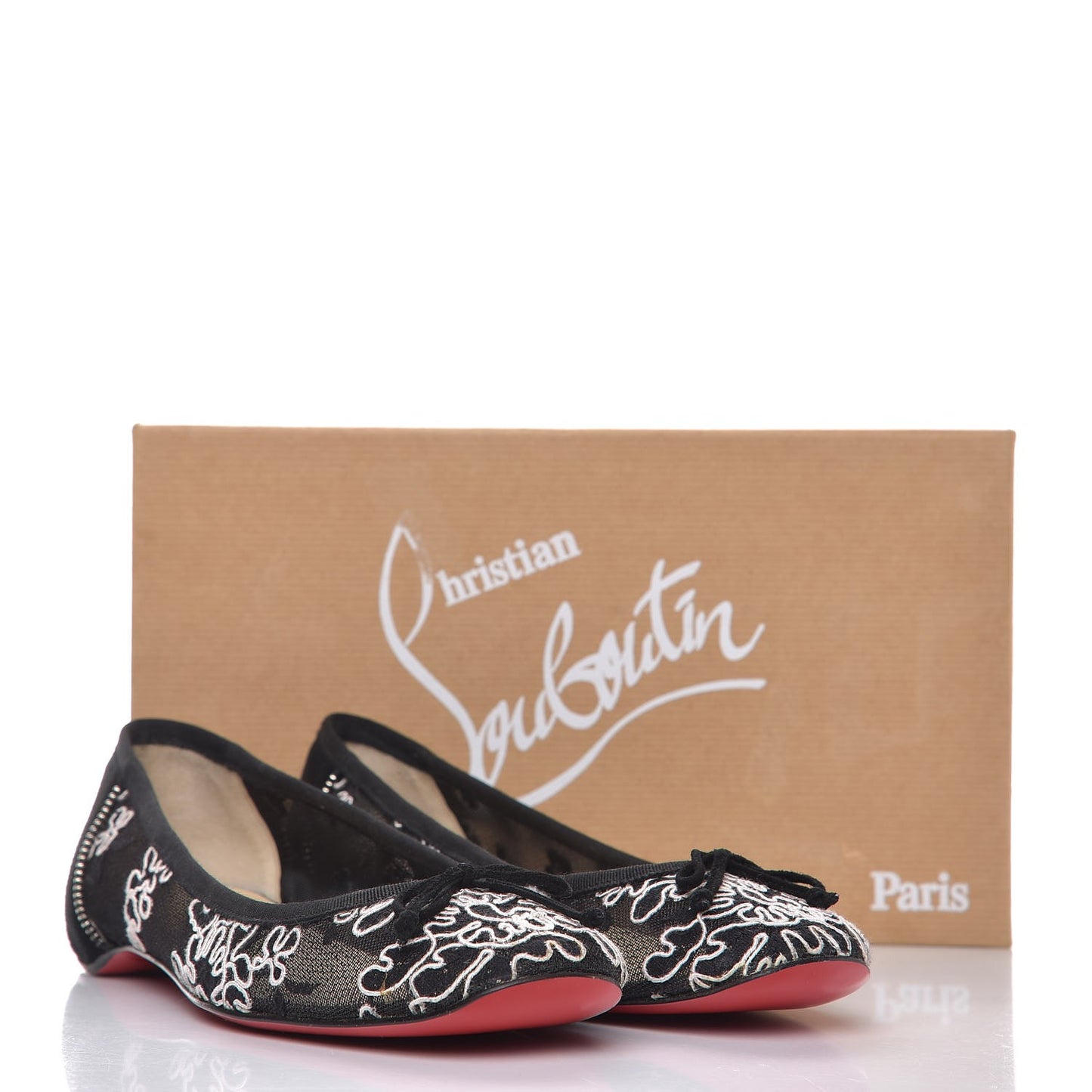 Lace Embroidered Flats 39 Black