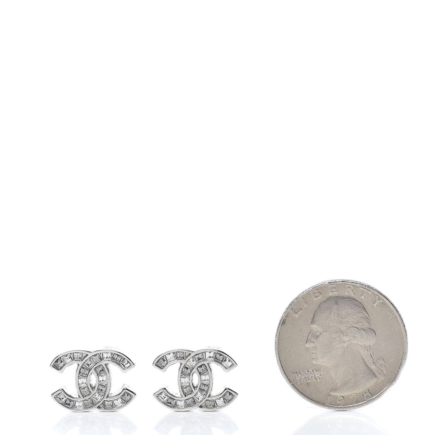 Baguette Crystal CC Earrings Silver