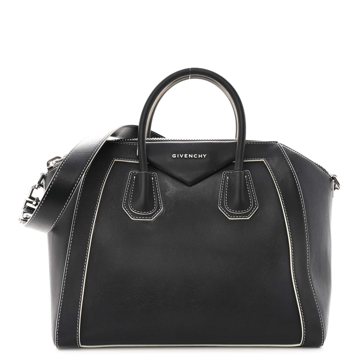 Givenchy Calfskin Contrast Stitched Medium Antigona Black 1 of 14