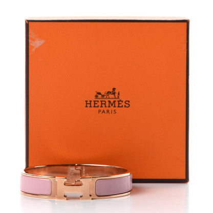 Hermes Enamel Narrow Clic Clac H Bracelet PM Rose Cassata 5 of 5