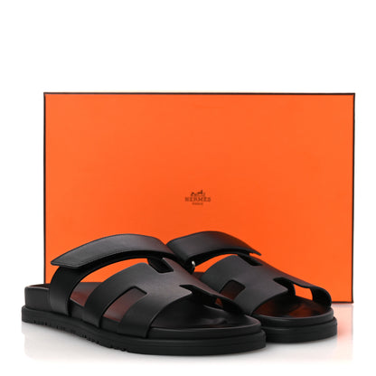 Hermes Calfskin Womens Chypre Sandals 38 Black 11 of 11
