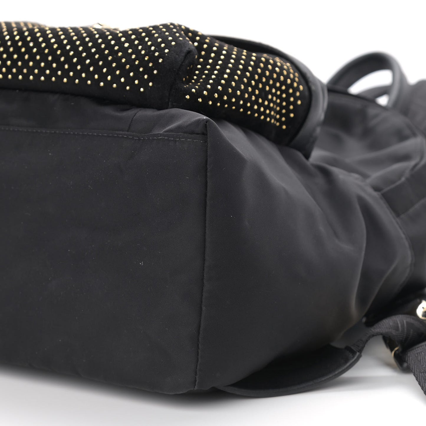 Nylon Goatskin Studded Palazzo Medusa Backpack Black