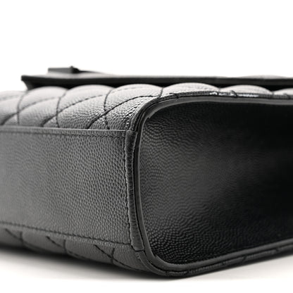 Saint Laurent Grain De Poudre Textured Mixed Matelasse Triquilt Medium Monogram Monochrome Satchel Black 10 of 15