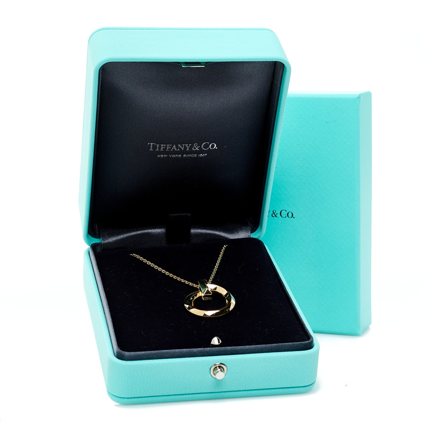 Tiffany 18K Yellow Gold T T1 Circle Pendant Necklace 8 of 8