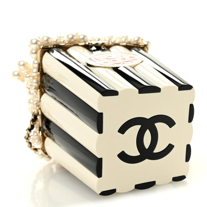 Chanel Resin Pearl Crystal Popcorn Bucket Minaudiere Black White Pink 4 of 12