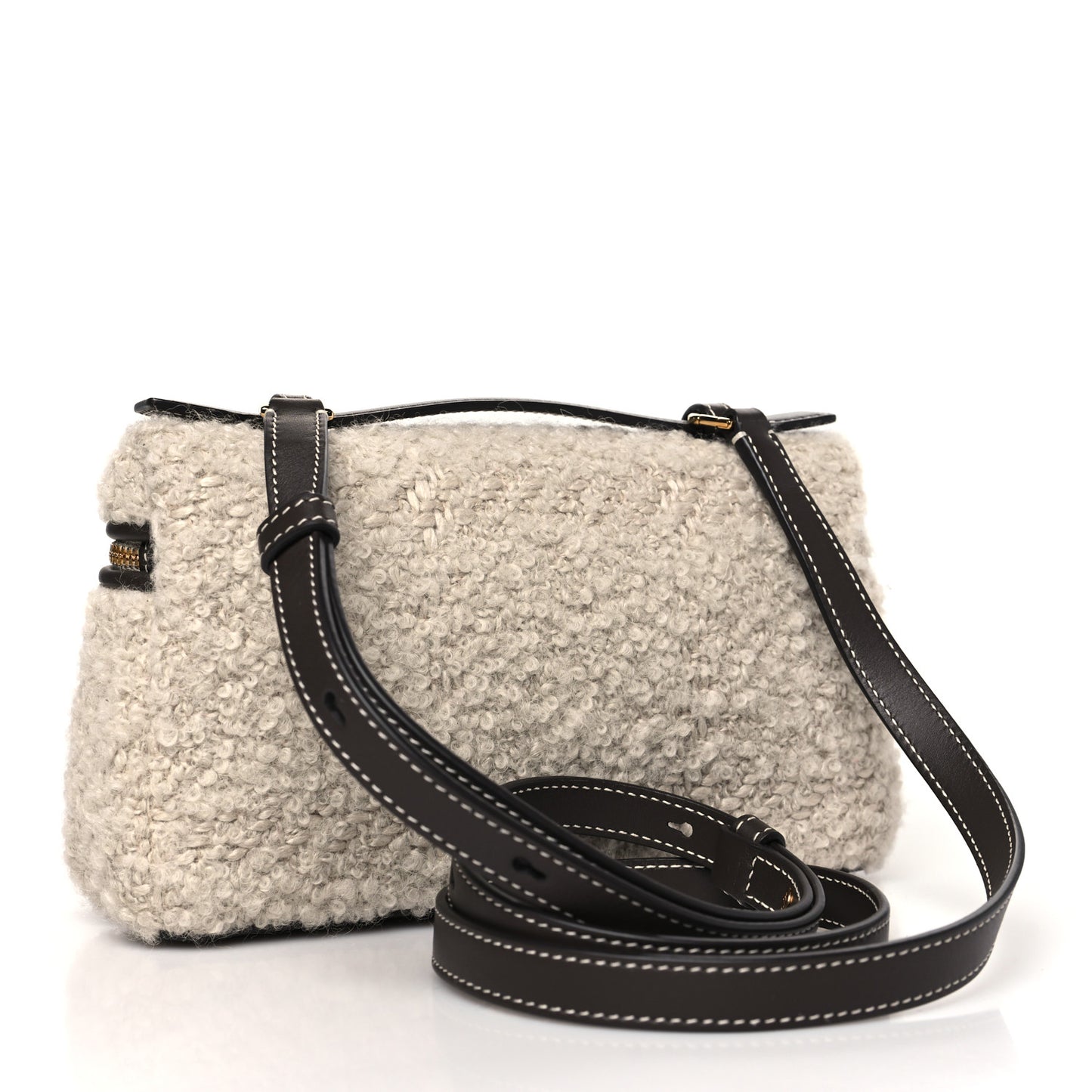 Boucle Alpaca L19 Extra Pocket Pouch Beige Dark Chocolate Licorice