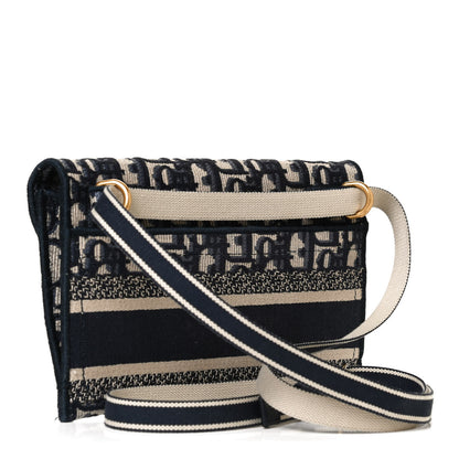 Christian Dior Oblique Slim Saddle Pouch Blue 3 of 11