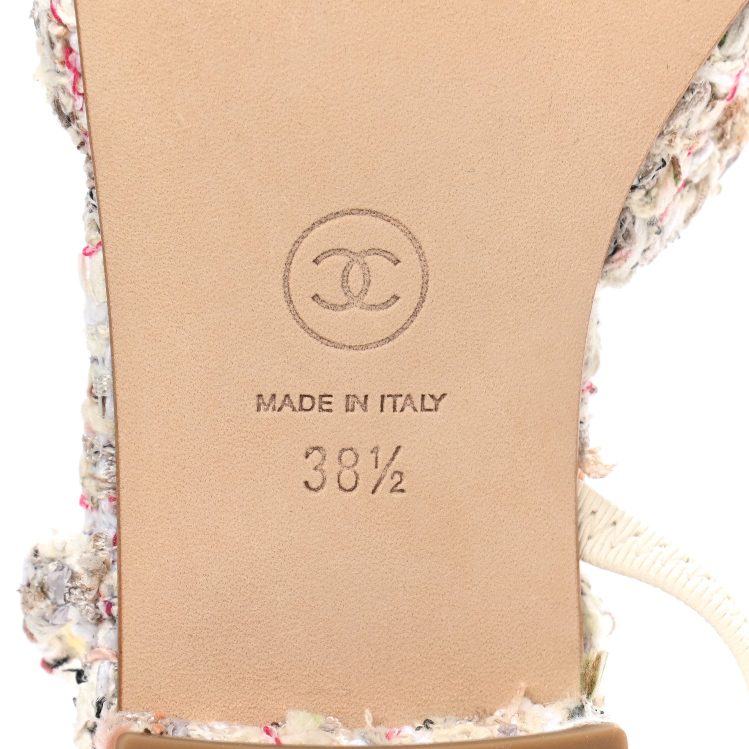 Chanel Tweed Grosgrain Cap Toe CC Slingback Flat 38.5 6 of 9