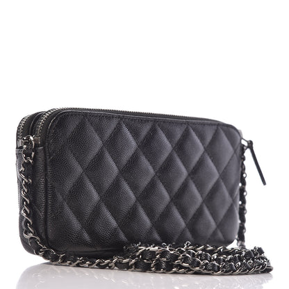 Chanel Iridescent Caviar Quilted Clutch With Chain Black 3 of 12